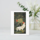 十六棕櫚雄鶏図、若冲ヤシの木とニワトリ、若冲 ポストカード (スタンド正面)