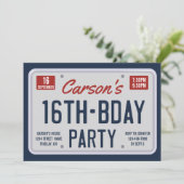 十六誕生日免許プレート誕生日パーティー 招待状 (スタンド正面)