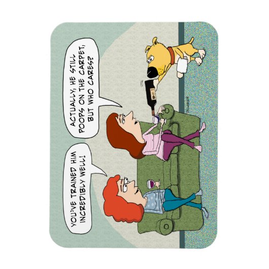 十分おもしろいに訓練されたワインを提供する犬 マグネット (縦)