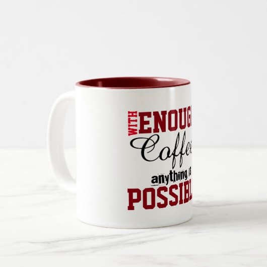 十分なコーヒーがあれば何でも可能なおもしろマグカップ ツートーンマグカップ (正面左)