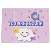 十分な抱き枕 – かわいい雲と花 ラージペーパーバッグ (正面)