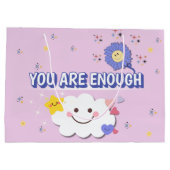 十分な抱き枕 – かわいい雲と花 ラージペーパーバッグ (裏面)