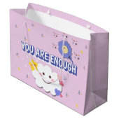 十分な抱き枕 – かわいい雲と花 ラージペーパーバッグ (裏面アングル)