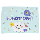 十分な抱き枕 – かわいい雲と花 ラージペーパーバッグ (正面)