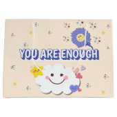 十分な抱き枕 – かわいい雲と花 ラージペーパーバッグ (正面)