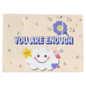 十分な抱き枕 – かわいい雲と花 ラージペーパーバッグ (裏面)