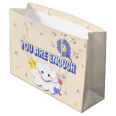 十分な抱き枕 – かわいい雲と花 ラージペーパーバッグ (裏面アングル)