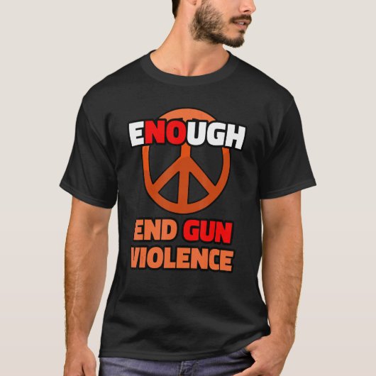 十分な終了の銃暴力衣服オレンジ平和サイン3 Tシャツ (正面)