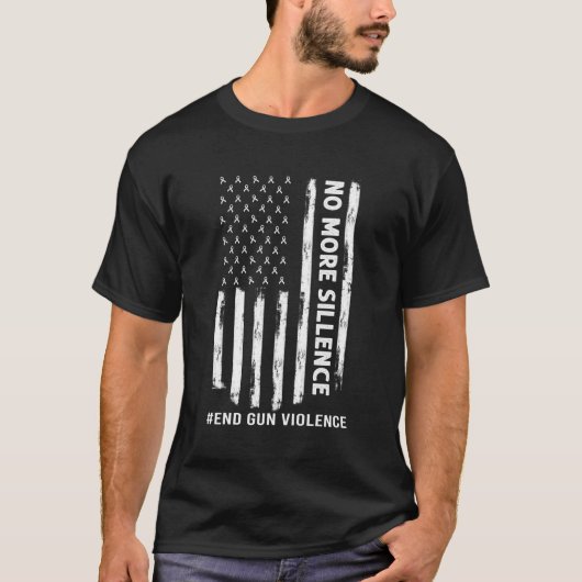 十分な銃暴力の終了アメリカ国旗 Tシャツ (正面)