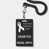 十分にカスタマイズ可能で白いリボンのバッジ バッジ (ストラップ付き表面)