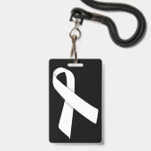 十分にカスタマイズ可能で白いリボンのバッジ バッジ (ストラップ付き裏面)