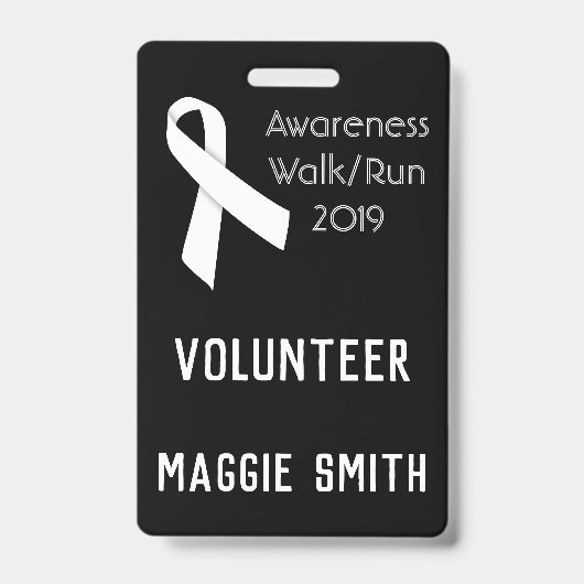 十分にカスタマイズ可能で白いリボンのバッジ バッジ (表面)