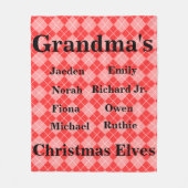 十分にカスタマイズ可能な孫のクリスマスの小妖精や小人 フリースブランケット (正面)