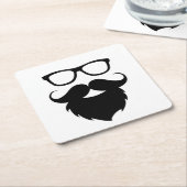 十分に成長したおもしろいなひげの人 スクエアペーパーコースター (アングル)