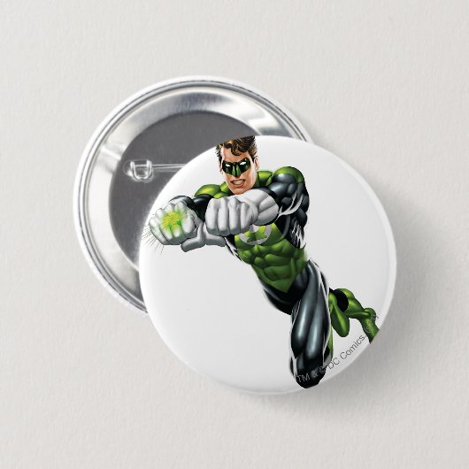 十分に描写される緑のランタン-前方両方の腕 缶バッジ (正面&裏面)