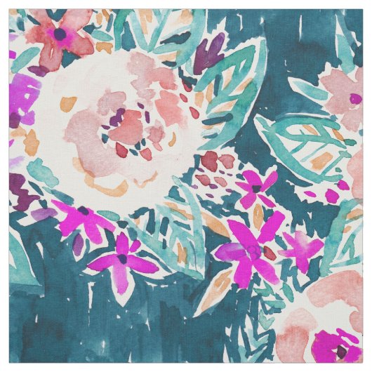 十分にBohoのシックで暗い花の水彩画のプリントで ファブリック (見本)