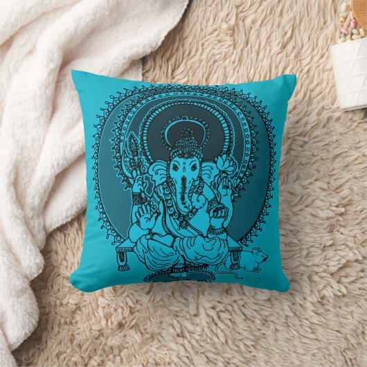 十分のganeshの青 クッション (ブランケット)