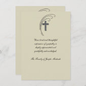 十字およびシダ(クリーム) -死別はない感謝していしています サンキューカード (正面/裏面)