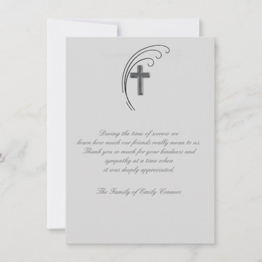 十字およびシダ-死別はNotecard感謝していしています ノートカード (正面)