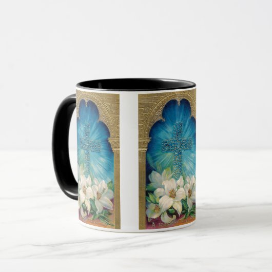 十字およびユリとのイースター マグカップ (正面左)