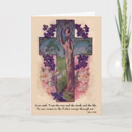 十字および木ジョン: 14: 6人のクリスチャンの挨拶状 シーズンカード