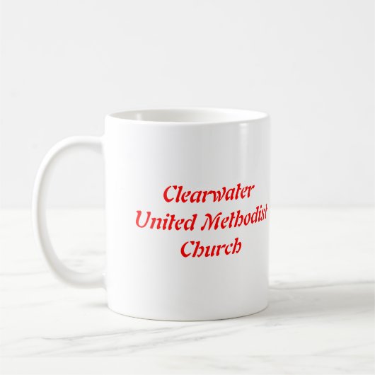 十字および炎、ClearwaterUnited MethodistChurch コーヒーマグカップ (左)