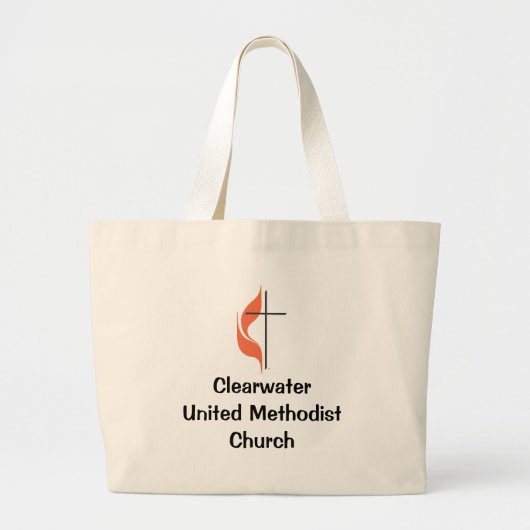 十字および炎、ClearwaterUnited MethodistChurch ラージトートバッグ (正面)