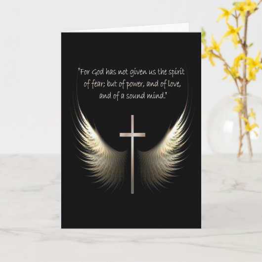 十字および聖なる書物、経典のカスタムの神霊の翼 カード (黄色い花)