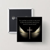 十字および聖なる書物、経典の詩の神霊の翼 缶バッジ (正面&裏面)