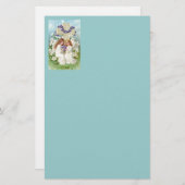 十字および花とのかわいい天使 便箋 (正面/裏面)