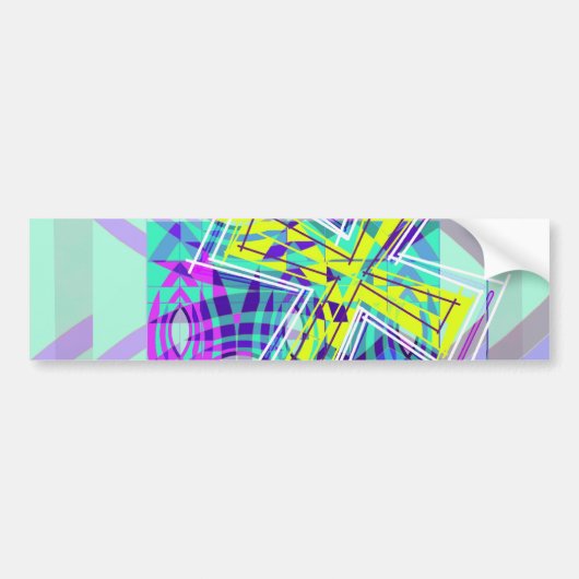 十字および魚 バンパーステッカー (正面)