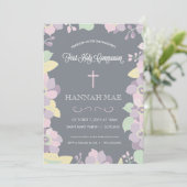 十字が付いている最初聖餐式の招待状カード 招待状 (スタンド正面)