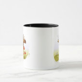 十字でとまっている2羽の鳥 マグカップ (中央)