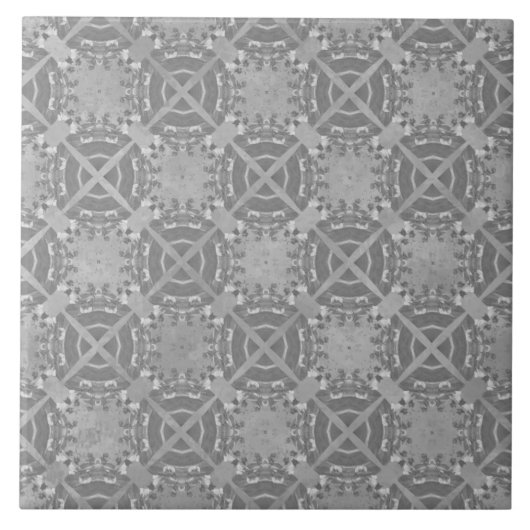 十字と円の灰色の幾何学的パターン タイル (正面)