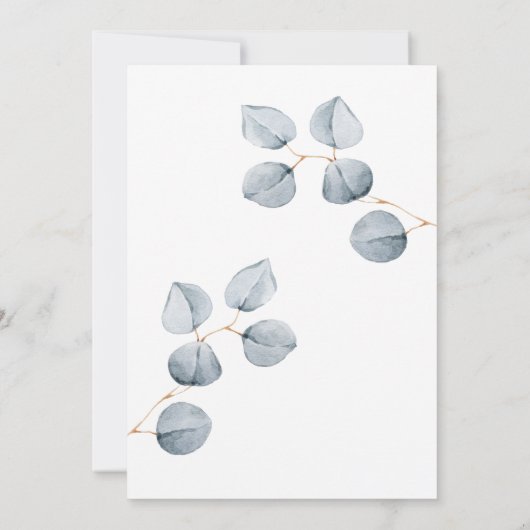 十字と洗礼を施すユーカリのシンプル| 招待状 (裏面)