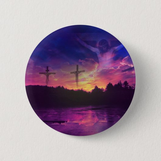 十字のイエス・キリストのはりつけ 缶バッジ (正面)