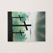 十字のキリストの信頼の神イエス・キリストは日曜日ライトを曇らせます ジグソーパズル (横)