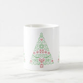 十字のステッチのクリスマスツリーのマグ コーヒーマグカップ (中央)