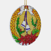 十字のステッチのスタイルのクリスマスのオーナメント セラミックオーナメント (右)