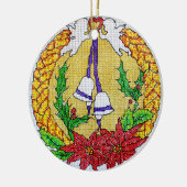 十字のステッチのスタイルのクリスマスのオーナメント セラミックオーナメント (左)