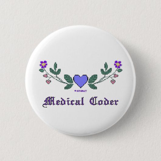 十字のステッチのプリントの医学のコーダー 缶バッジ (正面)