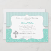 十字のターコイズの《キリスト教》洗礼式や命名式の招待状 招待状 (正面)
