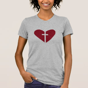 十字のハートのワイシャツ Tシャツ