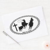 十字のヨーロッパのスタイルをロープをかけているチーム 楕円形シール (封筒)