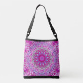 十字の体の紫色のプリントのバッグをくまなく クロスボディバッグ (裏面)