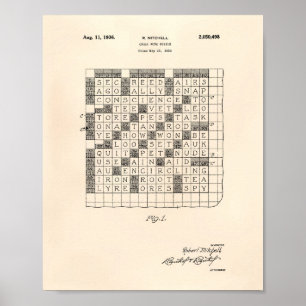 十字の単語のパズル1936のパテントの芸術古いPeper ポスター