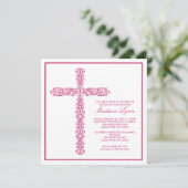 十字の洗礼の《キリスト教》洗礼式や命名式の女の子の洗礼Inviation 招待状 (スタンド正面)