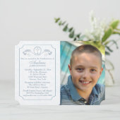 十字の焦点の青い写真の宗教招待状 招待状 (スタンド正面)