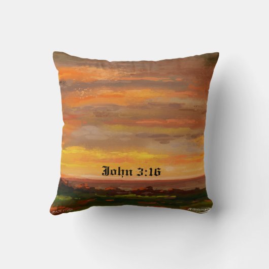 十字の祈るクリスチャンのジョンの3:16のカウボーイ クッション (裏面)