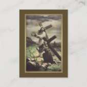 十字の神聖なカードを運んでいるイエス・キリストおよび若い女の子 名刺 (正面)